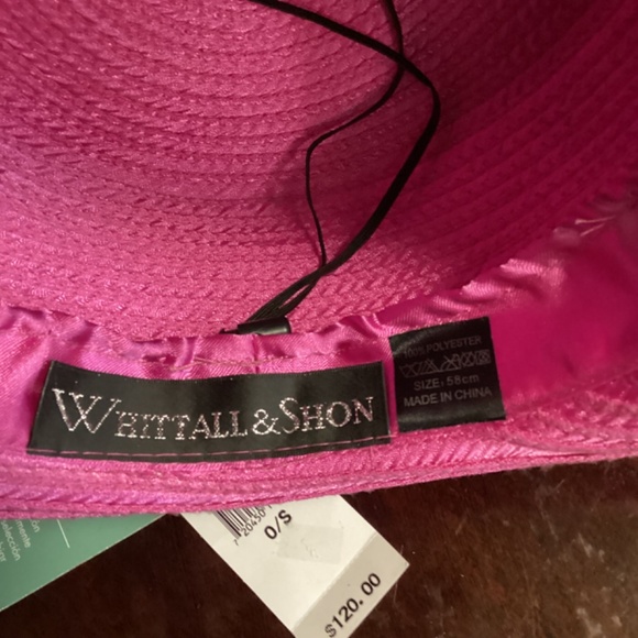 NEW WITH TAGS Magenta Satin and Sequins Bow with Stone and Pink Broach Hat main image 6